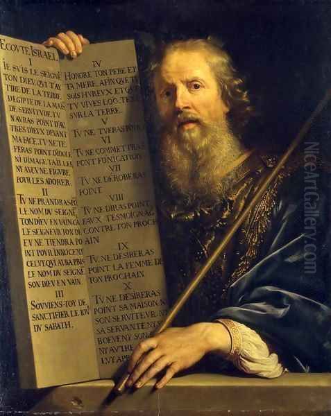 Moses with the Ten Commandments Oil Painting by Philippe de Champaigne