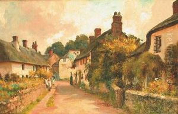 A Cotswold Village Oil Painting by Charles James Fox