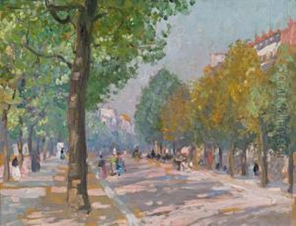 Parisian Boulevard (rue Royale) Oil Painting by Emanuel Phillips Fox