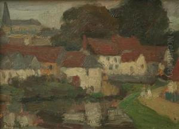 Town On The Somme Oil Painting by Emanuel Phillips Fox