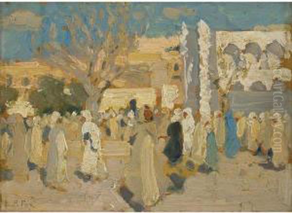 Arab Market Place Oil Painting by Emanuel Phillips Fox