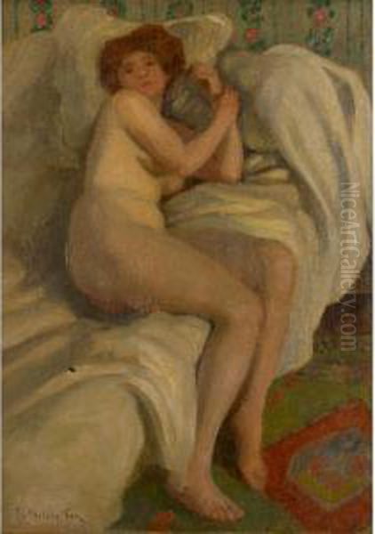 Reclining Nude Oil Painting by Emanuel Phillips Fox