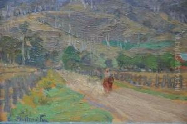 Horseman On A Country Road Oil Painting by Emanuel Phillips Fox