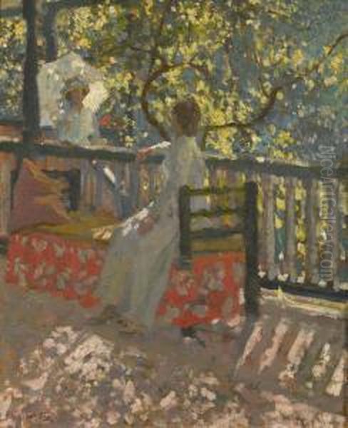 On A Balcony Oil Painting by Emanuel Phillips Fox