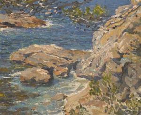 Rocky Coastline Oil Painting by Emanuel Phillips Fox