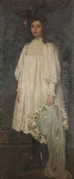 Portrait Of Daphne Carr Gamage Aged Twelve Oil Painting by Emanuel Phillips Fox