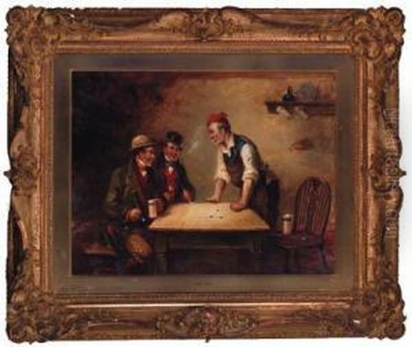 A Game Of Shove Penny Oil Painting by George Fox