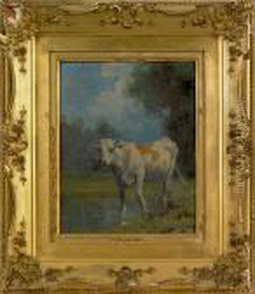 Landscape With A Cow Oil Painting by Robert Atkinson Fox