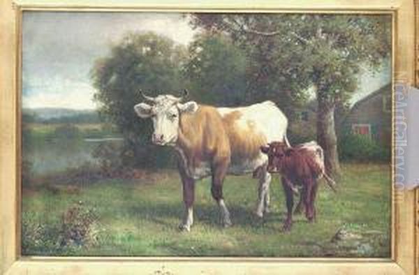 Cows In A Pasture Oil Painting by Robert Atkinson Fox