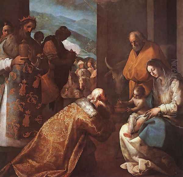 The Adoration of the Magi 1620s Oil Painting by Eugenio Cajes