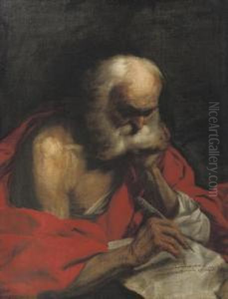 Saint Jerome Writing A Letter Oil Painting by Francesco Fracanzano