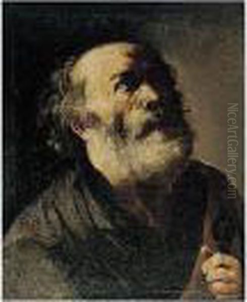 A Study Of Saint Peter, Head And Shoulders Oil Painting by Francesco Fracanzano