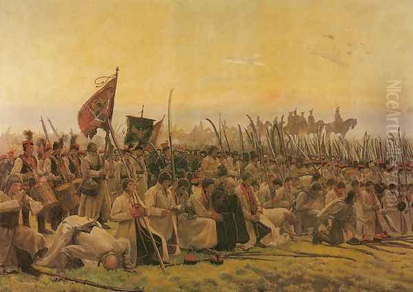 Army at Prayer Before the Battle of Raclawice Oil Painting by Jozef Chelmonski