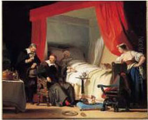 La Mort D'un Peintre Oil Painting by Alexandre Evariste Fragonard