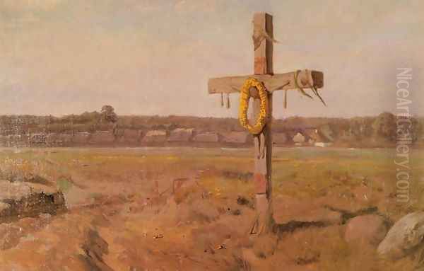 Cross Oil Painting by Jozef Chelmonski