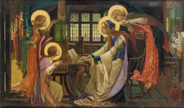 St Cecilia Oil Painting by Edward Reginald Frampton