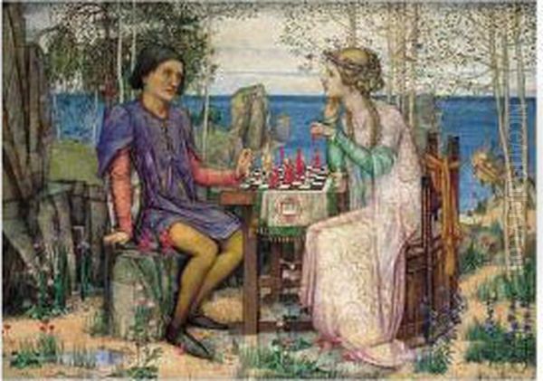 Ferdinand And Mirinda, From The Tempest Act V Oil Painting by Edward Reginald Frampton