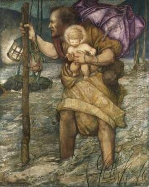 Saint Christopher Oil Painting by Edward Reginald Frampton