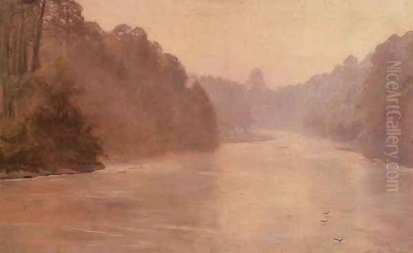 Morning Haze. Styr River Oil Painting by Jozef Chelmonski