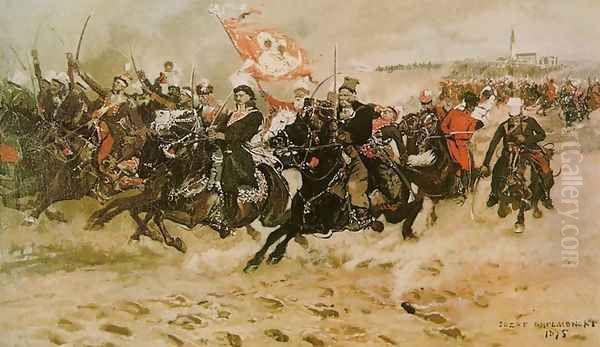 Pulaski at Czestochowa Oil Painting by Jozef Chelmonski