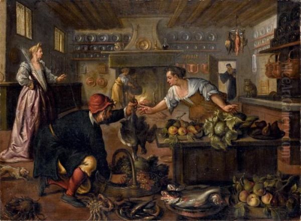 Interno Di Cucina Con Figure Oil Painting by Paolo Fiammingo