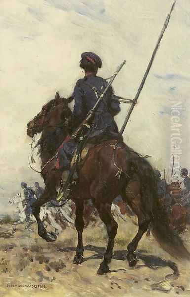 Cossack Oil Painting by Jozef Chelmonski