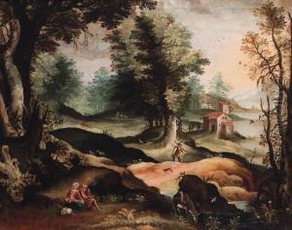 A Landscape With The Rest On The Flight Into Egypt Oil Painting by Paolo Fiammingo