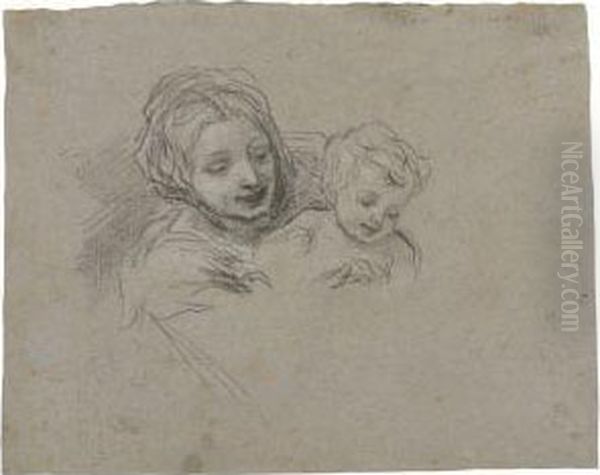 Study Of The Heads Of The Virgin And Child Oil Painting by Baldassarre Franceschini