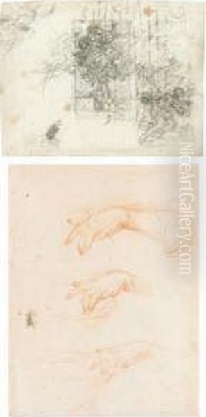 A Sheet Of Studies For Flora And Zephyr Oil Painting by Baldassarre Franceschini