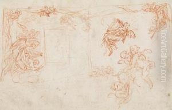 A Compositional Sketch For A Ceiling Fresco Oil Painting by Baldassarre Franceschini