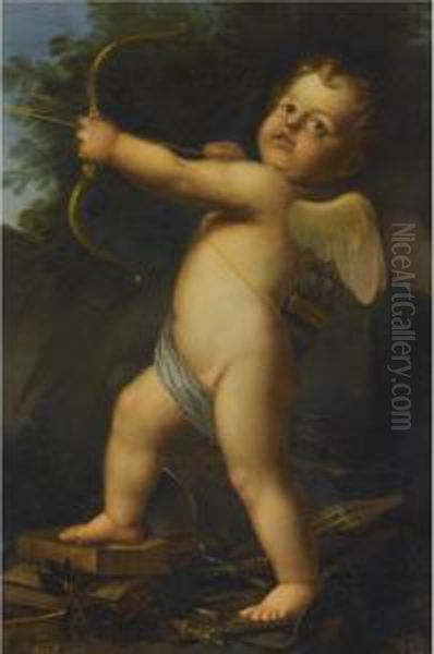 Cupid With His Bow And Arrow Oil Painting by Baldassarre Franceschini