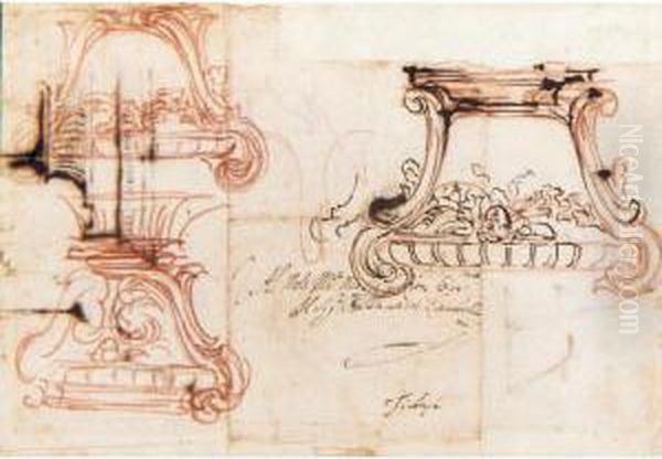 Studies For An Ornamental Vase Oil Painting by Baldassarre Franceschini