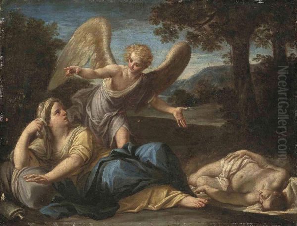 The Angel Appearing To Hagar And Ishmael Oil Painting by Marcantonio Franceschini