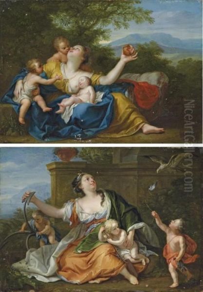 Charity; And Hope Oil Painting by Marcantonio Franceschini