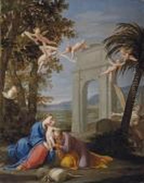 The Rest On The Flight Into Egypt Oil Painting by Marcantonio Franceschini