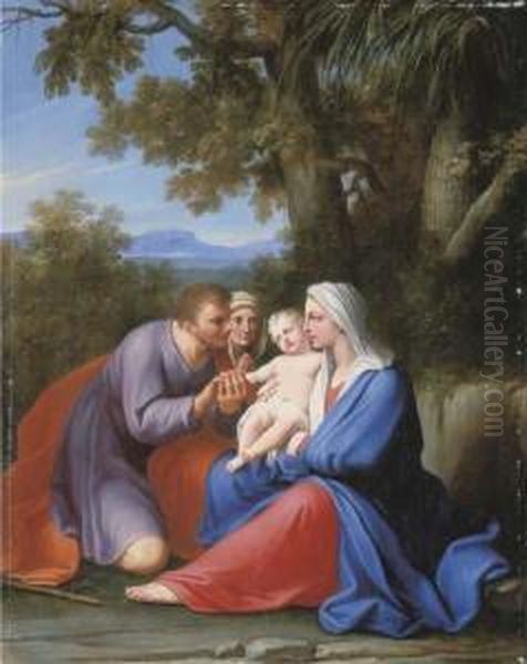 The Holy Family With Saint Anne Oil Painting by Marcantonio Franceschini