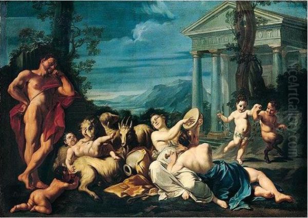 A Bacchanal Oil Painting by Marcantonio Franceschini