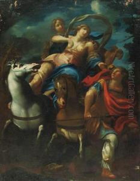 Venus And Adonis; And Dido And Aeneas(?) Oil Painting by Marcantonio Franceschini