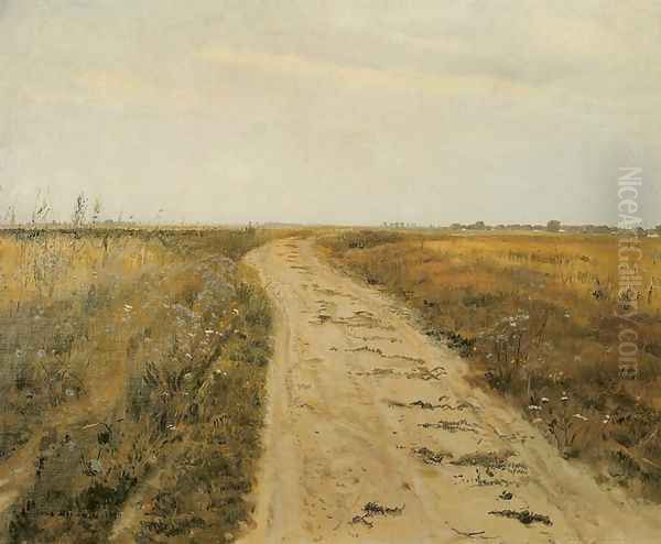 Path Through a Field Oil Painting by Jozef Chelmonski