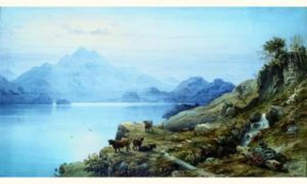 Vue Du Loch Katherin En Ecosse Oil Painting by Count Alexandre Thomas Francia