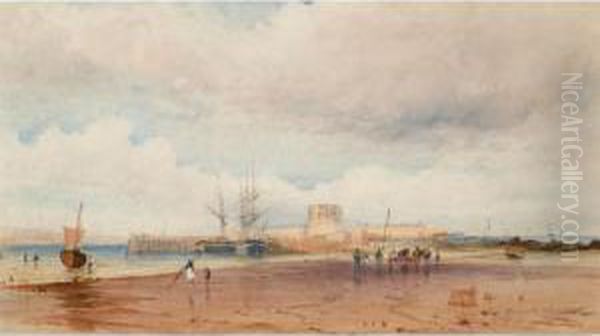 Fort St. Aubyn, Jersey Oil Painting by Count Alexandre Thomas Francia