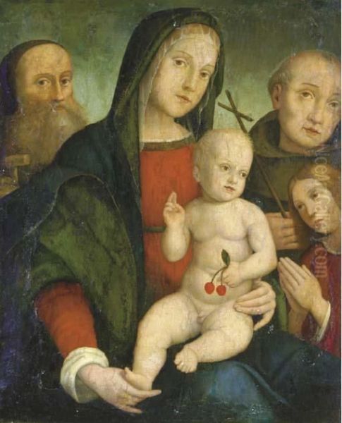 The Madonna And Child With Saints Anthony Oil Painting by Francesco Francia