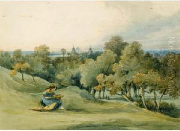 Greenwich Park Looking Towards St. Paul's Oil Painting by Francois Louis Thomas Francia