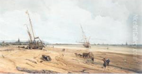 The Beach At Calais Oil Painting by Francois Louis Thomas Francia