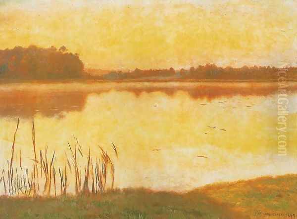 Pond in Radziejowice Oil Painting by Jozef Chelmonski