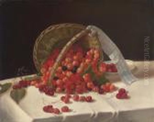 Basket Of Cherries Oil Painting by John Francis