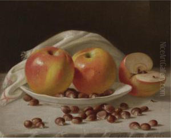 Apples And Chestnuts Oil Painting by John Francis