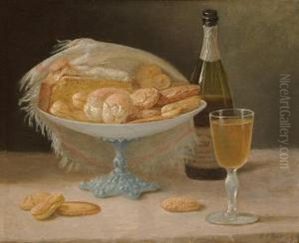 Cake And Champagne Oil Painting by John Francis