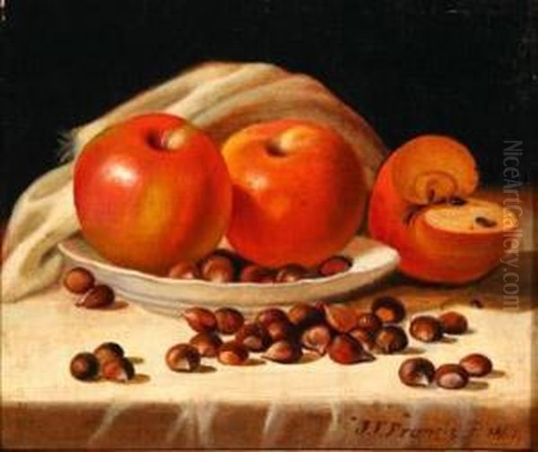 Still Life Of Apples And Chesnuts Oil Painting by John Francis