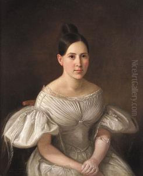 Portrait Of A Young Girl Dressed In White Oil Painting by John Francis